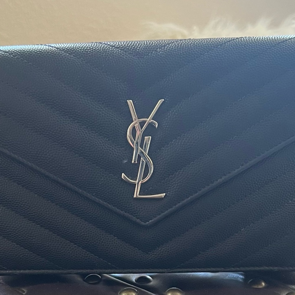 Yves Saint Laurent Black Chevron Clutch